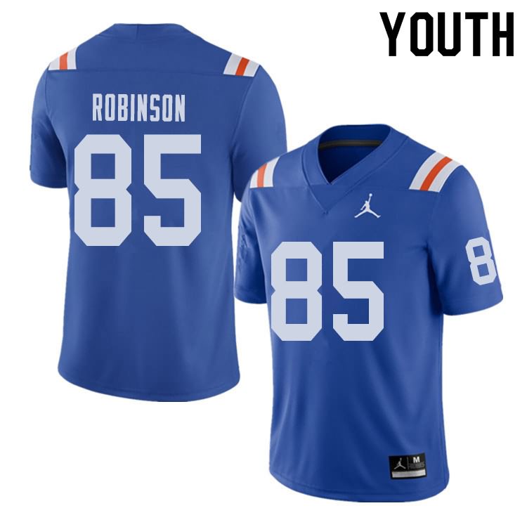 Youth NCAA Florida Gators James Robinson #85 Stitched Authentic Alternate Jordan Brand Royal Throwback College Football Jersey NJG7665LC